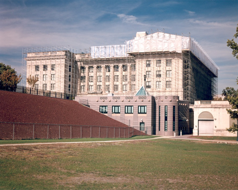 Exterior views of NJ State House Annex under construction.