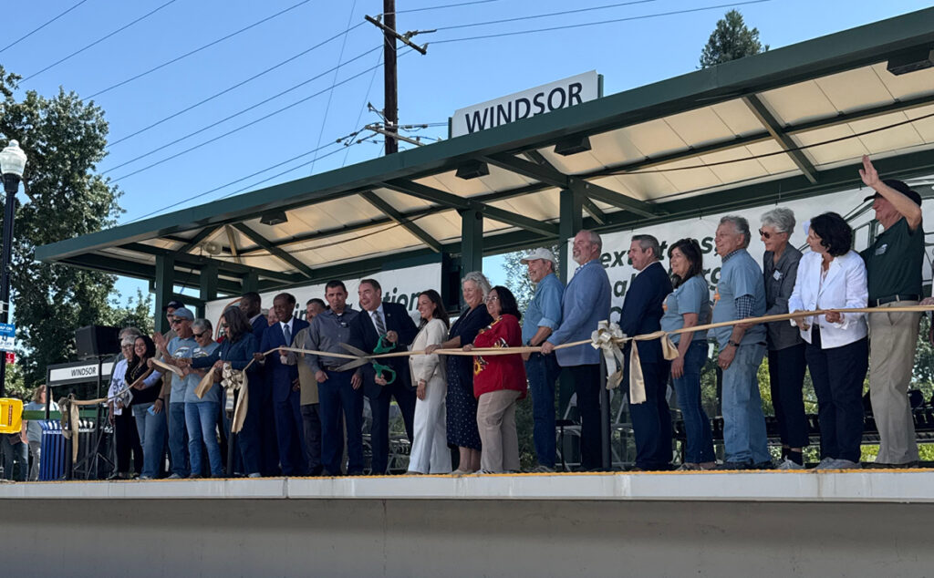 Offices line the platform at the ribbon cutting ceremony, officially opening Windor Station.