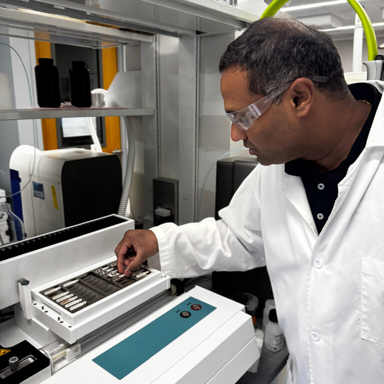 STV’s Swaroop Puchalapalli tours one of the demo labs.