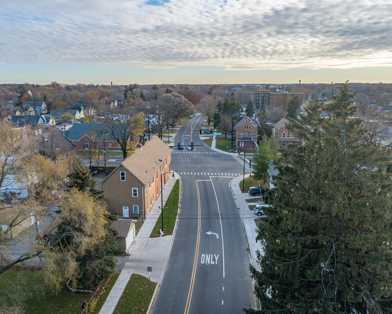 Aerial view of Audrey Boulevard Interchange in North Chicago and Waukegan, IL.