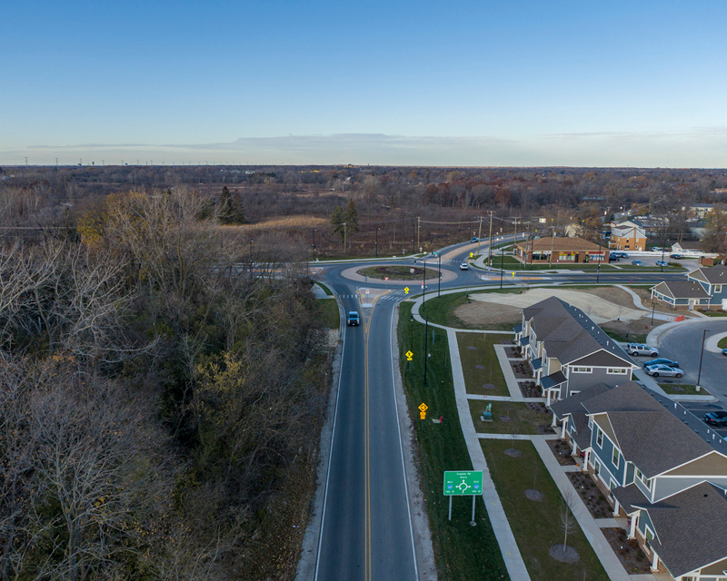 Aerial view of Audrey Boulevard Interchange in North Chicago and Waukegan, IL.