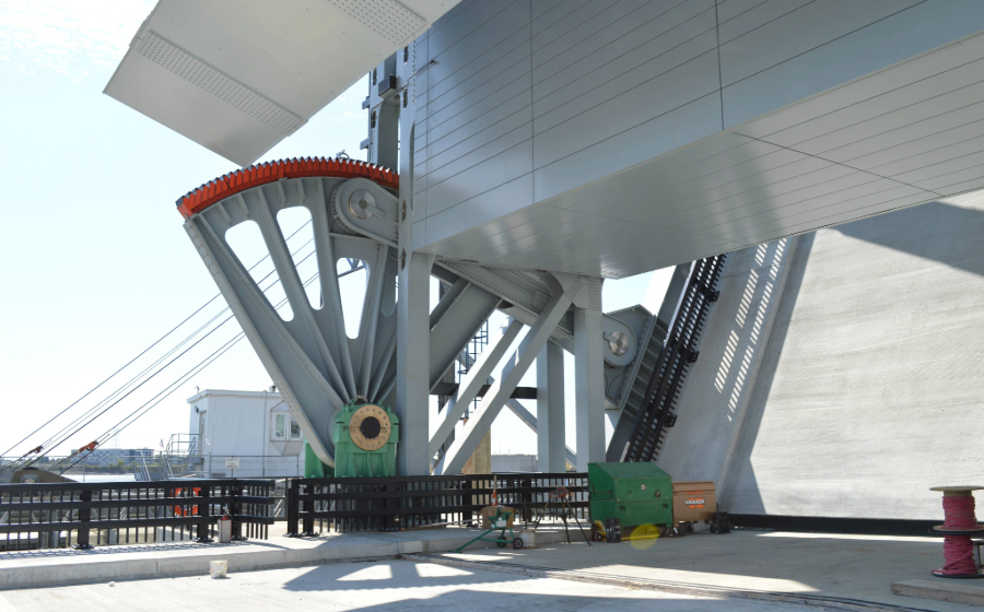 Close up of Belden Bly Drawbridge mechanical equipment.