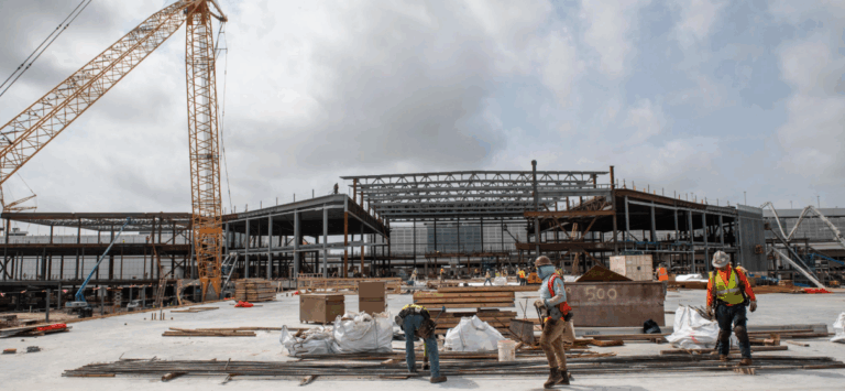 Framing of Terminal B at George Bush Intercontinental Airport in Houston, under construction