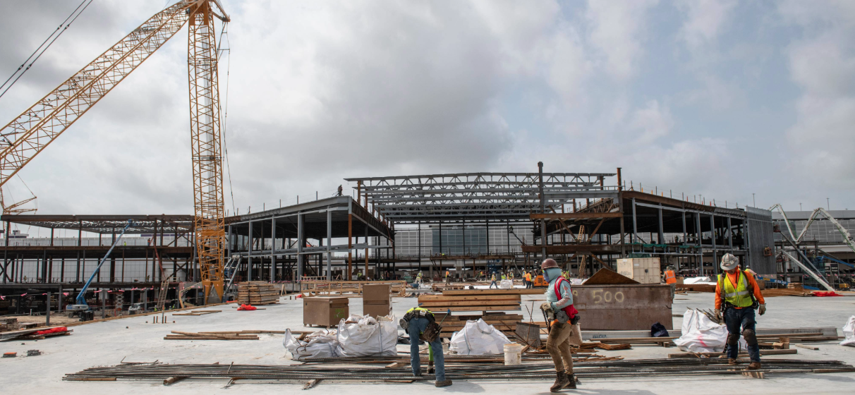 Framing of Terminal B at George Bush Intercontinental Airport in Houston, under construction