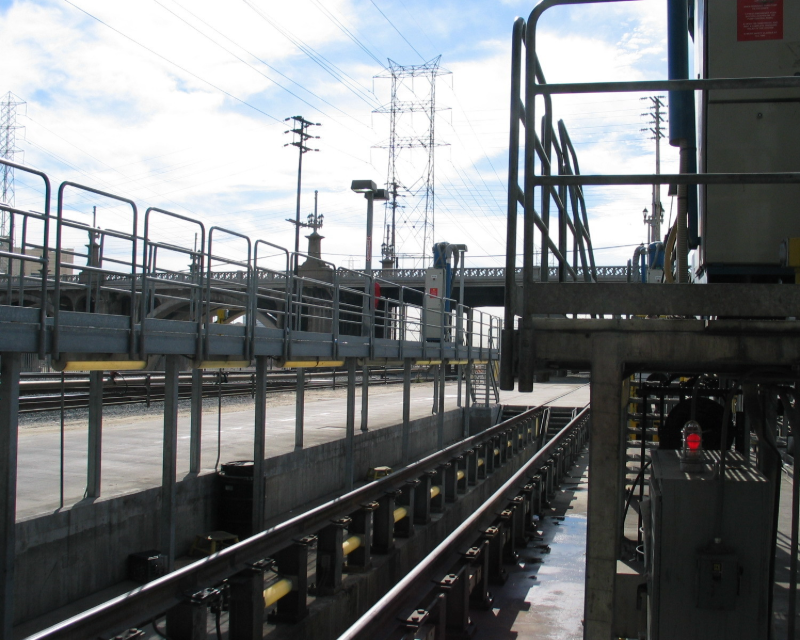 Train washing equipment at West Oakland Maintenance Facility.