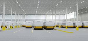 Hydrogen Buses indoors at fueling station