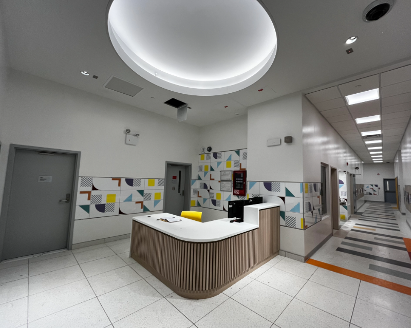 Interior view of reception and hallway at New York City 3K Center Corona in Queens, NY