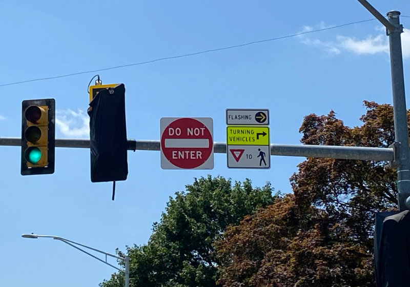 New signage at East Market Street/Harrison Street intersection.