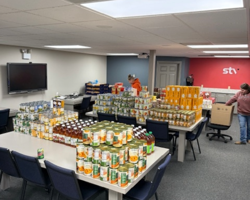 interior of Glasgow office during the food drive