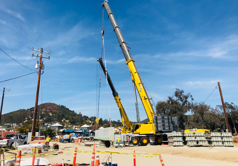 Construction crews work on SMART Larkspur Extension.