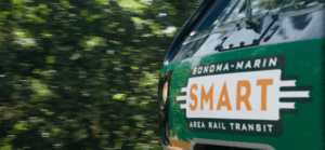 Front of SMART train with blurred background