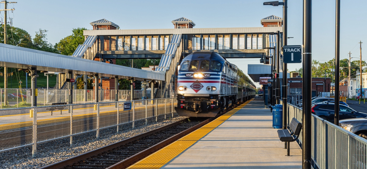 Quantico Station with a VRE train arriving