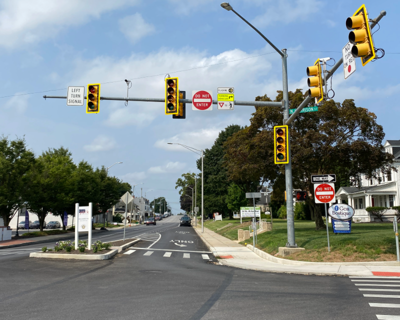 East Market Street looking west at intersection with Harrison Street