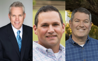 Headshots of Keith Jackson, Kevin Fielder & Wes Markam