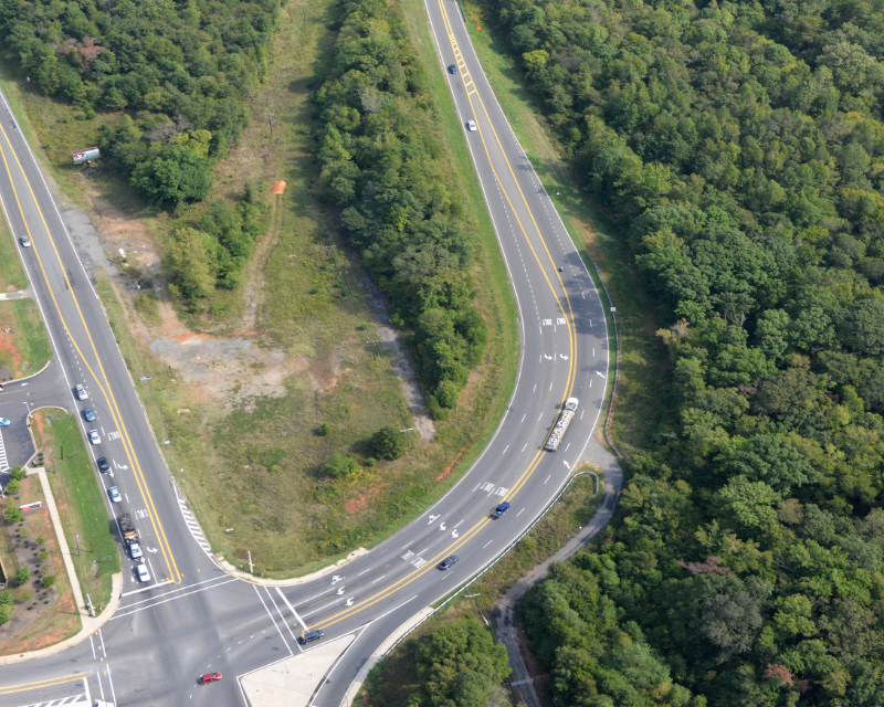 Aerial view of Fort Mill Southern Bypass showing turning curve.