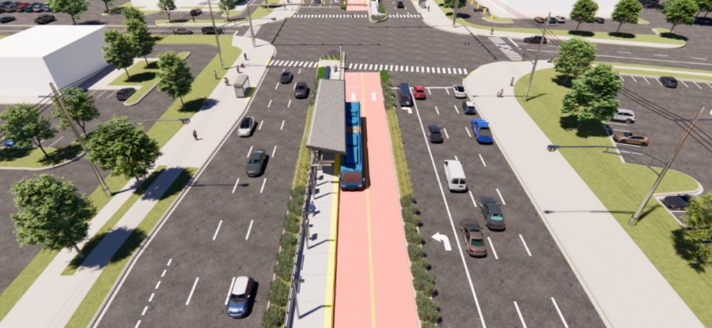 Rendering of The One BRT in Fairfax County, VA
