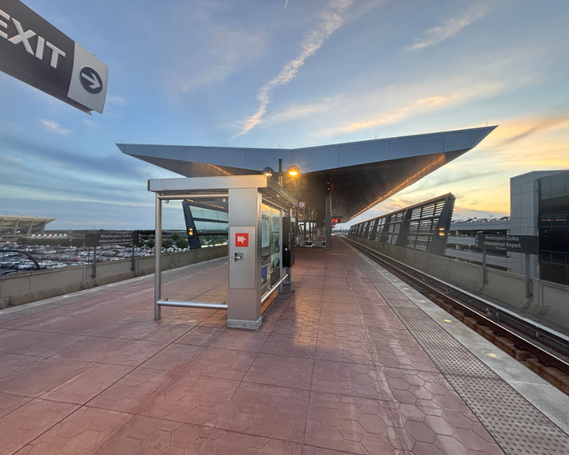 Canopy and platform at Washington Dulles International Airport WMATA station.