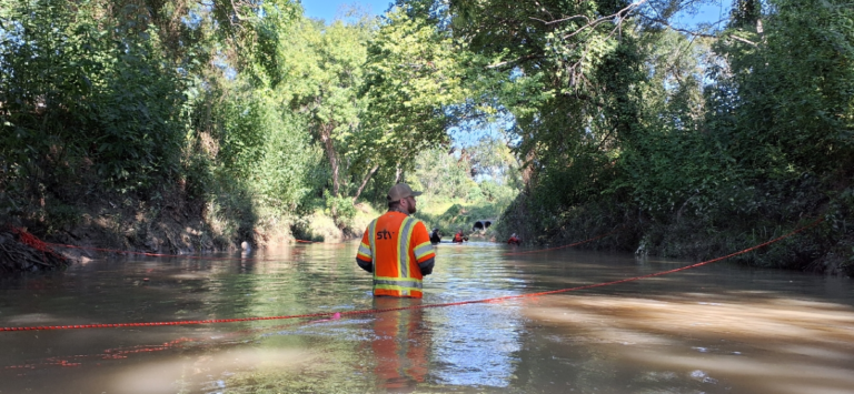 Field image of aquatic species relocation in Texas
