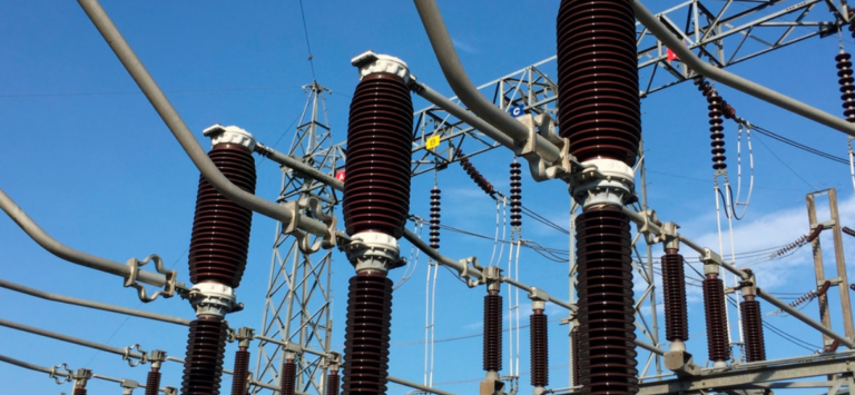 High-voltage substations for power generation.