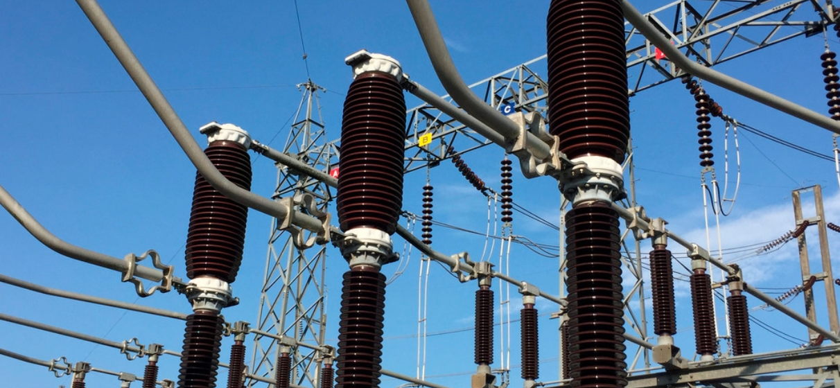 High-voltage substations for power generation.
