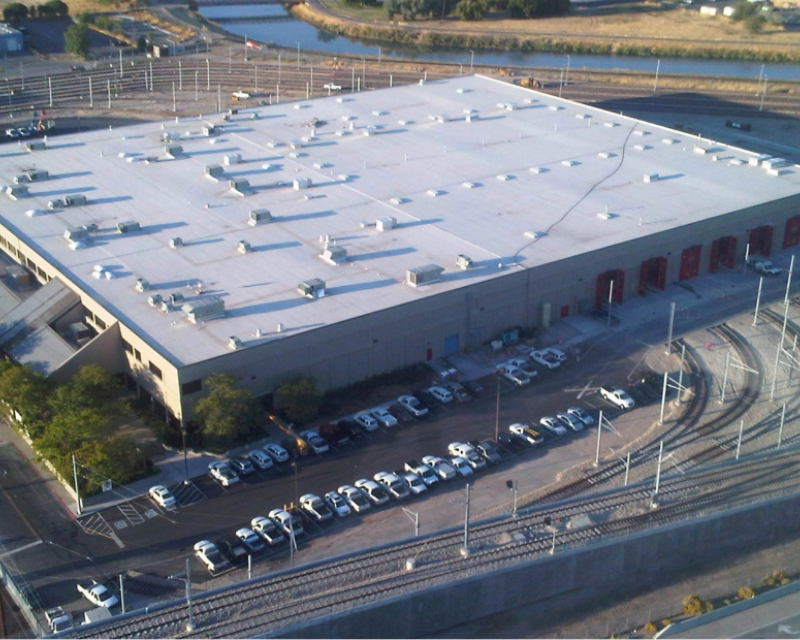 Aerial of Utah Transit Authority Jordan River Service Center Yard and Shop