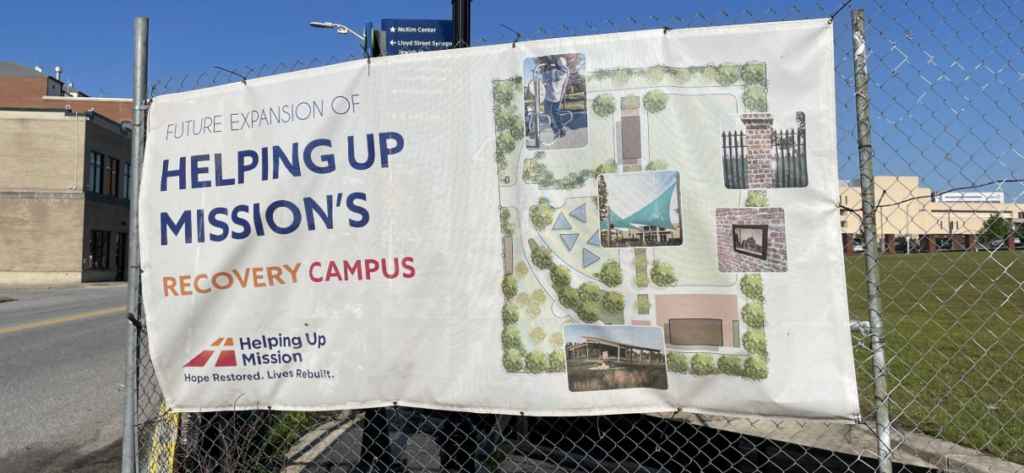 Signage of the concept of Recovery Park in Baltimore, MD at the site groundbreaking