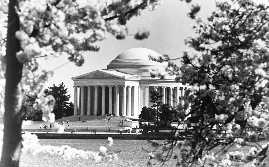 Historic photo of the Thomas Jefferson Memorial circa 1950s in Washington, D.C.