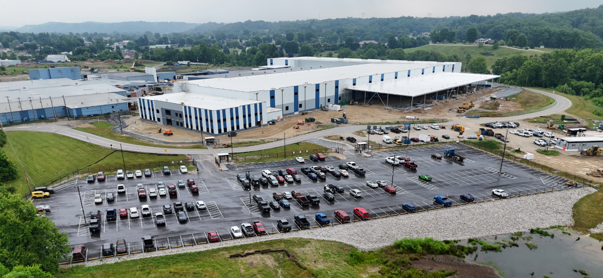 Exterior view of Service Wire campus under construction.