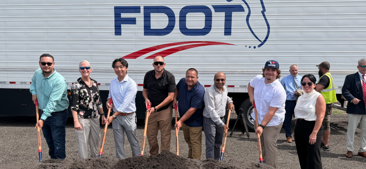 Members of STV's Florida team at the groundbreaking event for the Seminole County Truck Parking Expansion Project