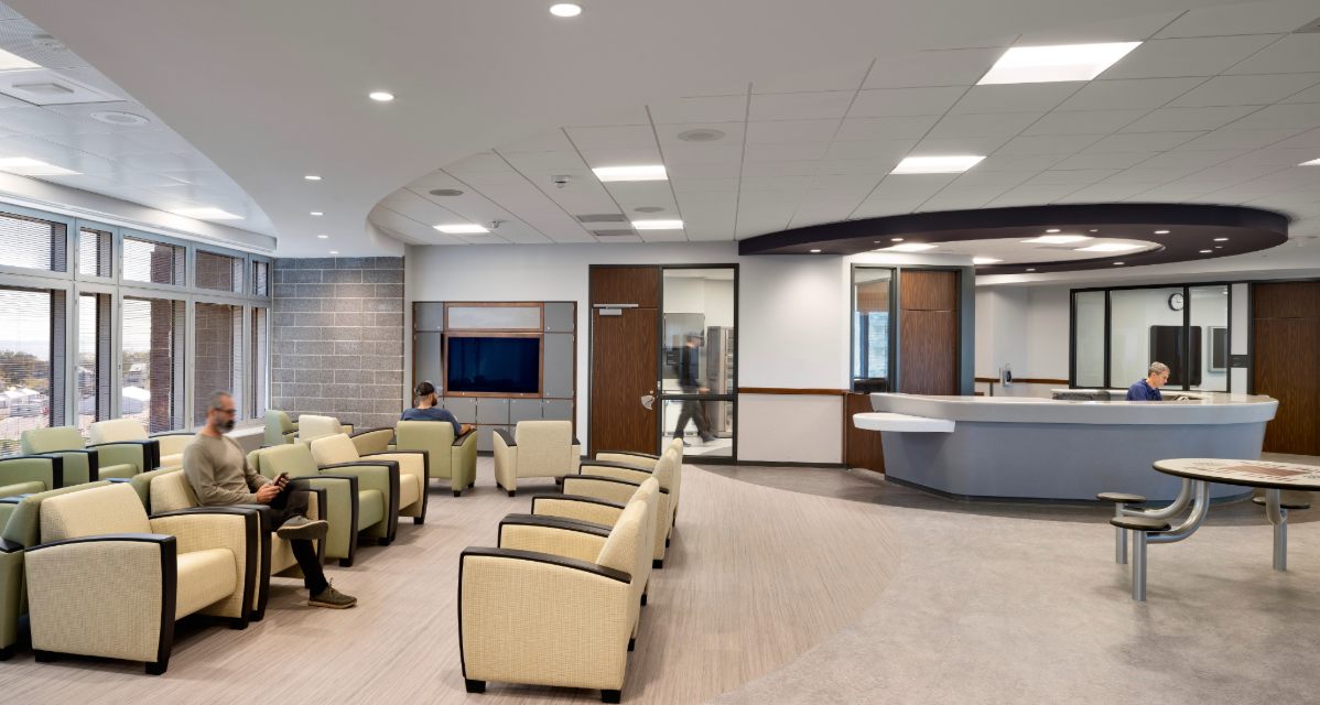 Interior view of waiting area at the South Beach Psychiatric Hospital's resident building.