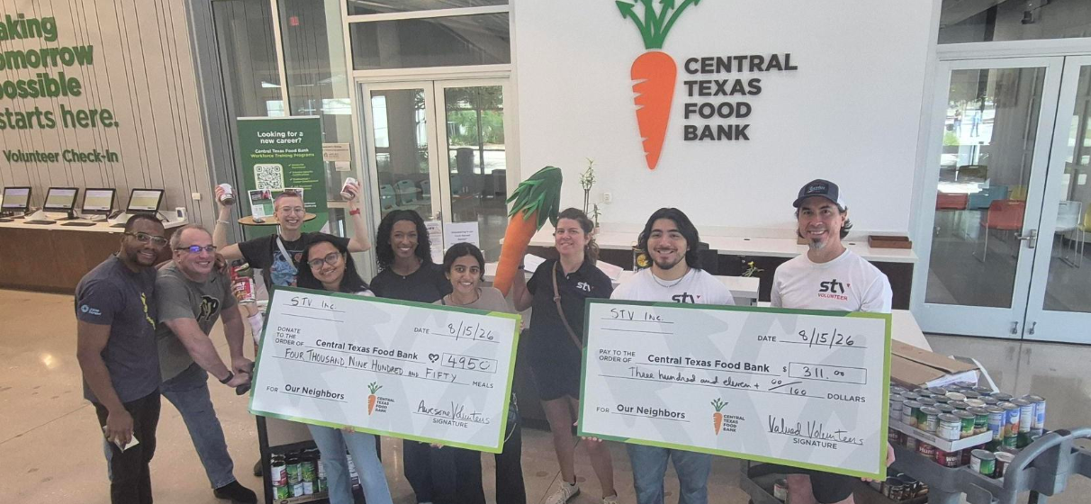 Members of STV's Austin team at the Central Texas Food Bank