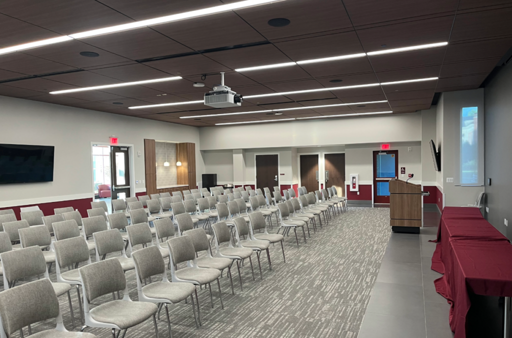 Meeting room sitting area of Hawkinson Welcome Center at Kutztown University.