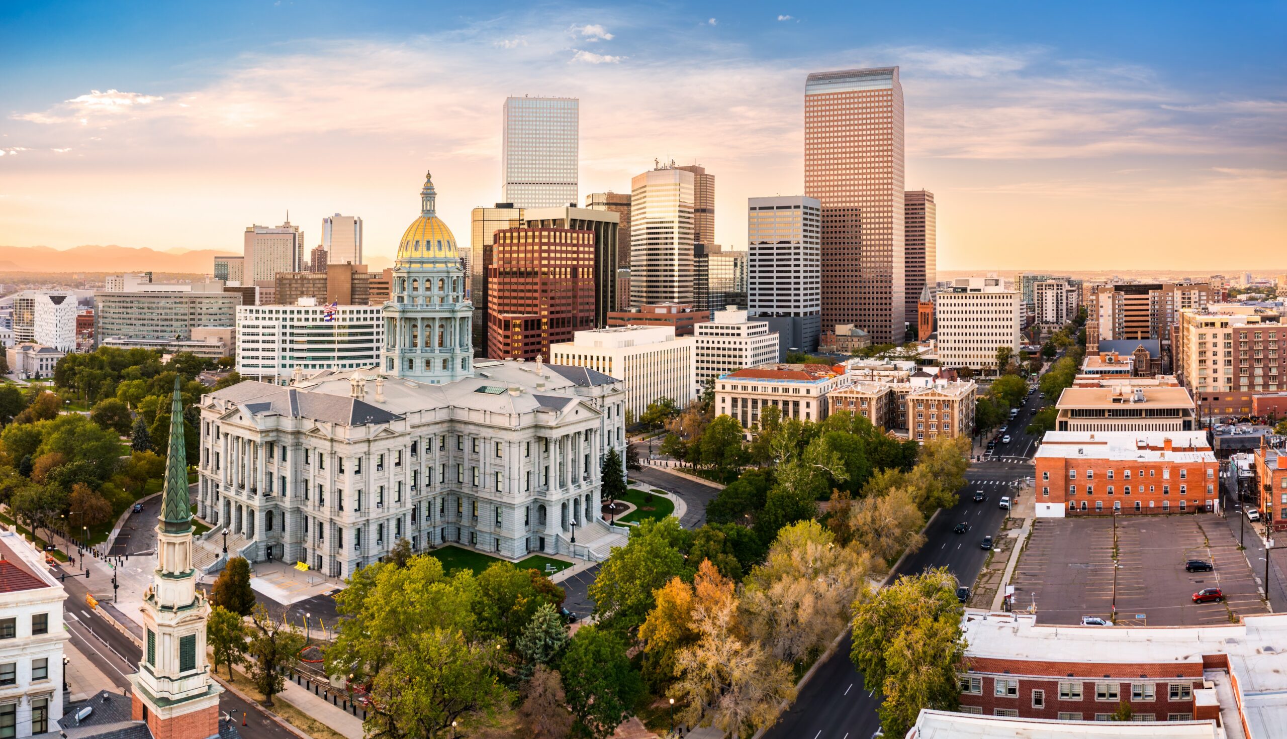 This image shows the Denver skyline from above