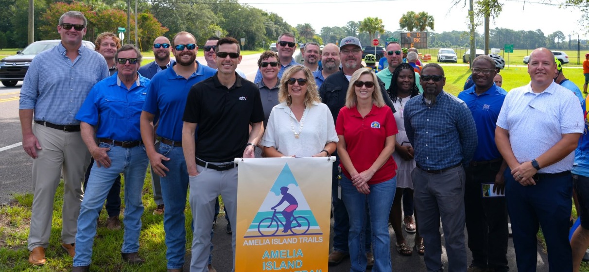 Group photo at the ribbon cutting ceremony for the Amelia Island Parkway Trail in Florida