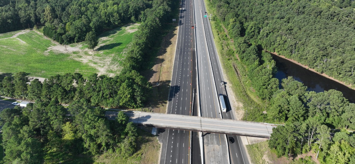 Aerial view of Fayetteville Outer Loop roadway in North Carolina.